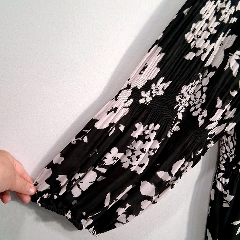 Floral & Ivy Floral Print Tunic Top Pleated Balloon Sleeve Blouse 3X Cottagecore - Picture 4 of 8